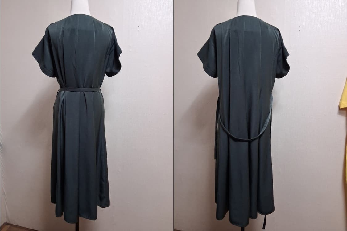 일본브랜드 espace de calma 다크그린 핀턱주름롱원피스 고품질  상품이미지2