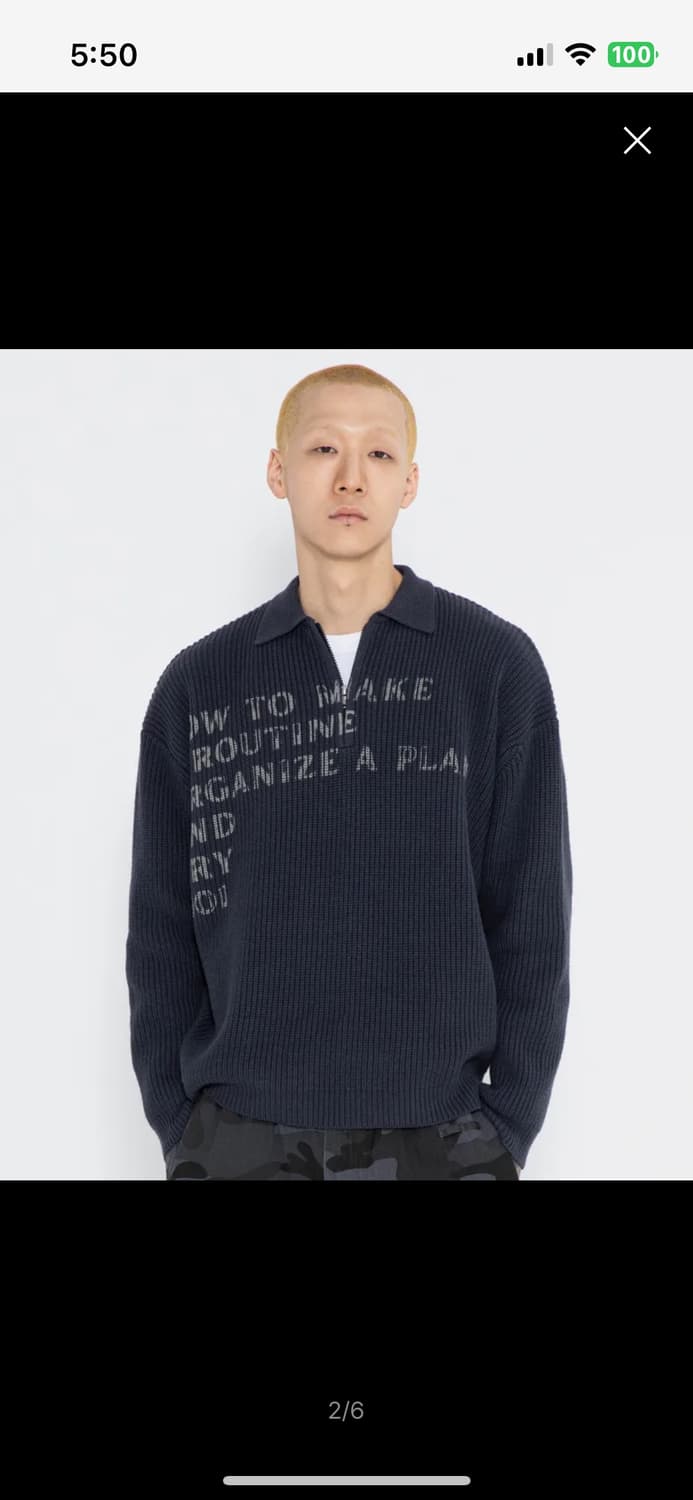 XTK088 플랜 카라 하프집업 니트 (CHARCOAL) 상품이미지3