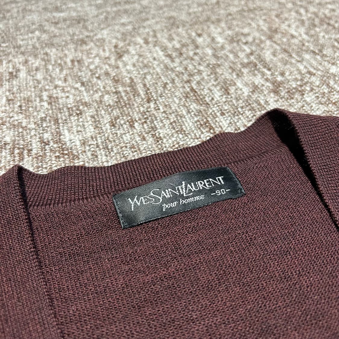 S) YSL 생로랑 입생로랑 버건디 가디건 상품이미지8