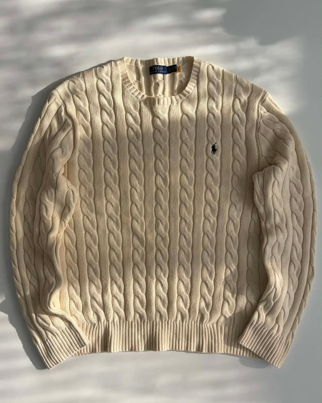 [XL] 폴로 랄프로렌 QR 아이보리 케이블 니트 스웨터 상품이미지1