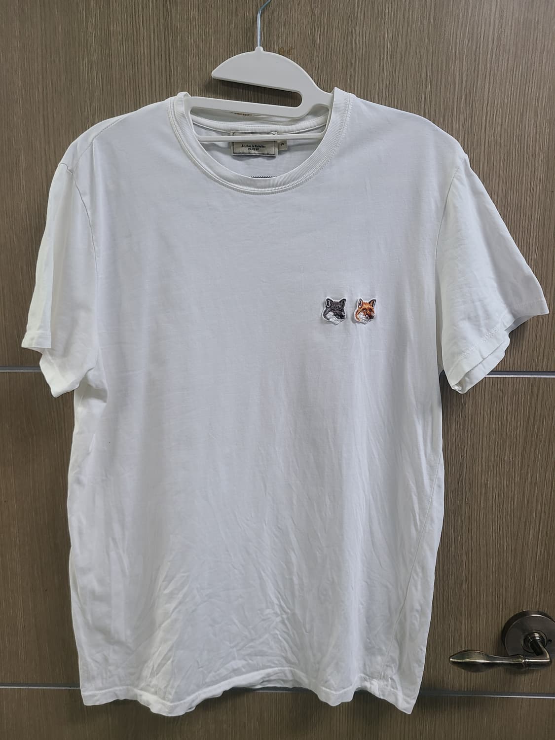 메종키츠네 더블 폭스 반팔 티셔츠 화이트 S 상품이미지1