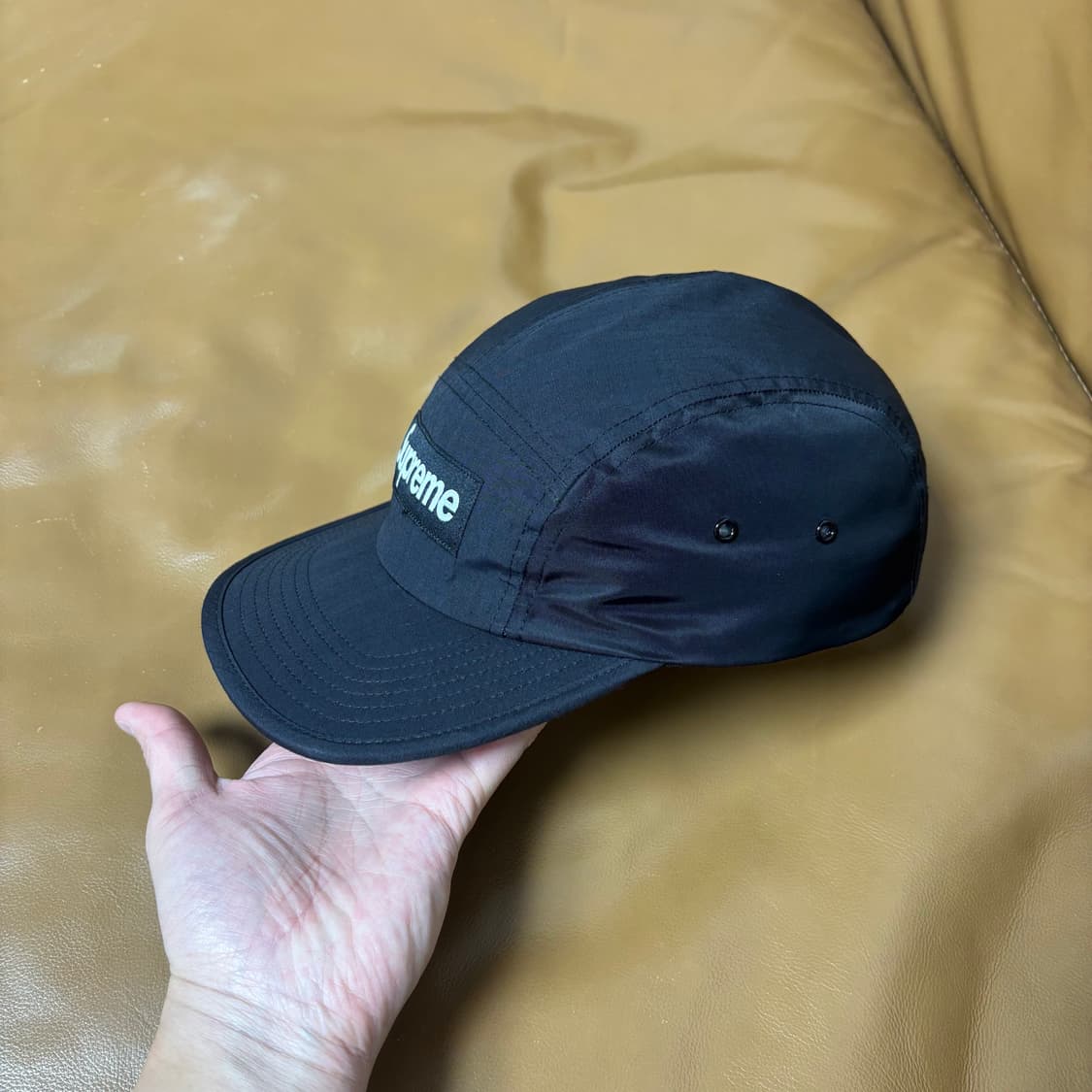 슈프림 캠프캡 모자 박스로고 왁스드 립스탑 블랙 상품이미지4