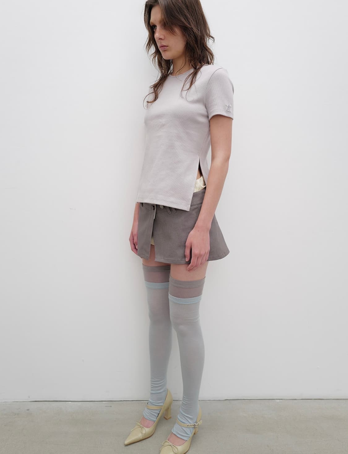 오픈와이와이 Ribbed side slit top 상품이미지5
