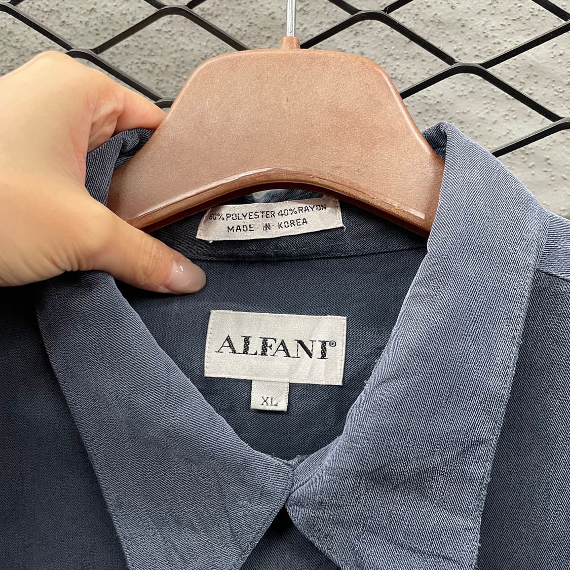 KR VINTAGE 스웨이드 셔츠 원포켓 히든버튼 디테일 블루 상품이미지6