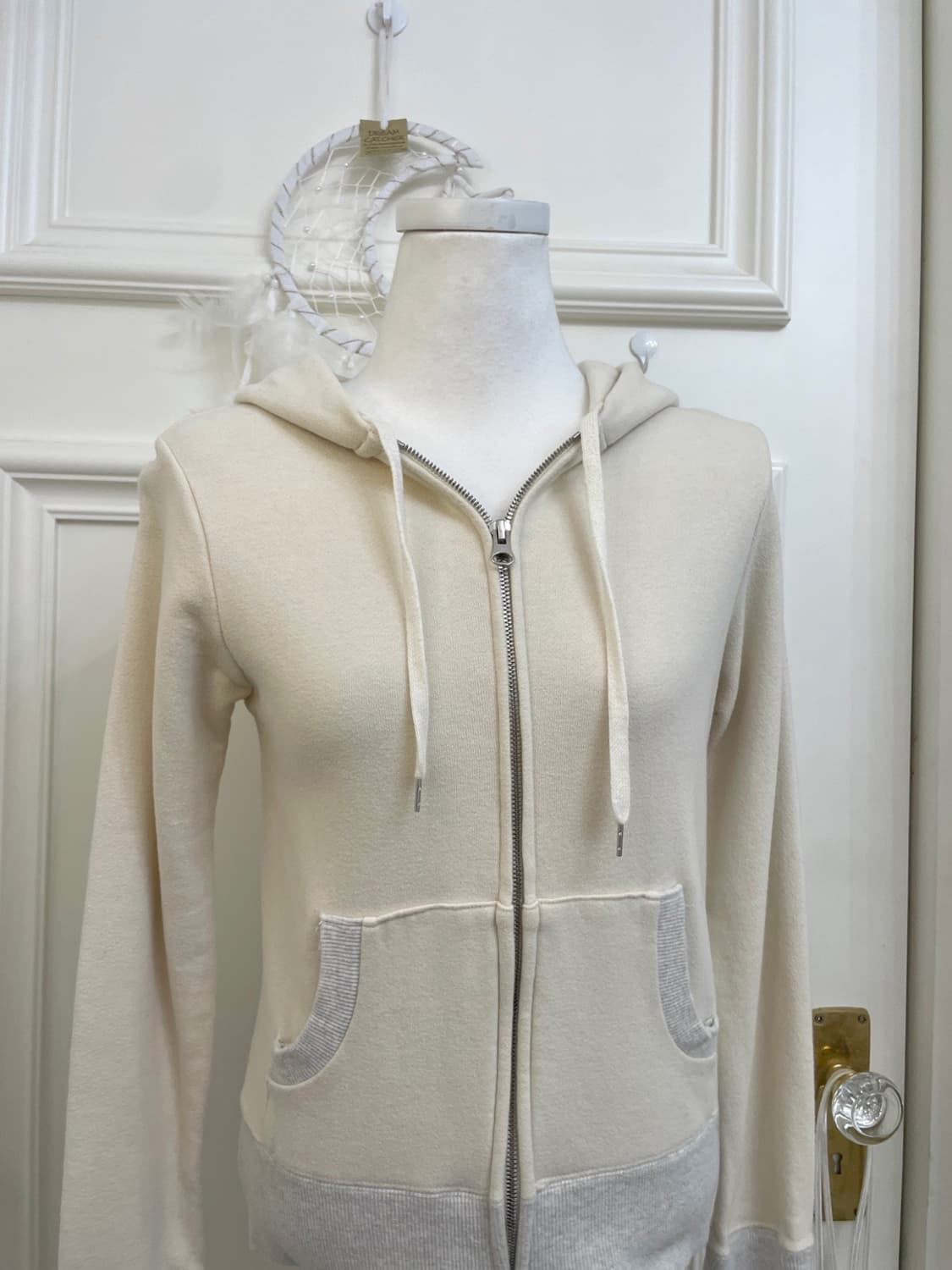 ivory melange point basic hoodie-zip 상품이미지5