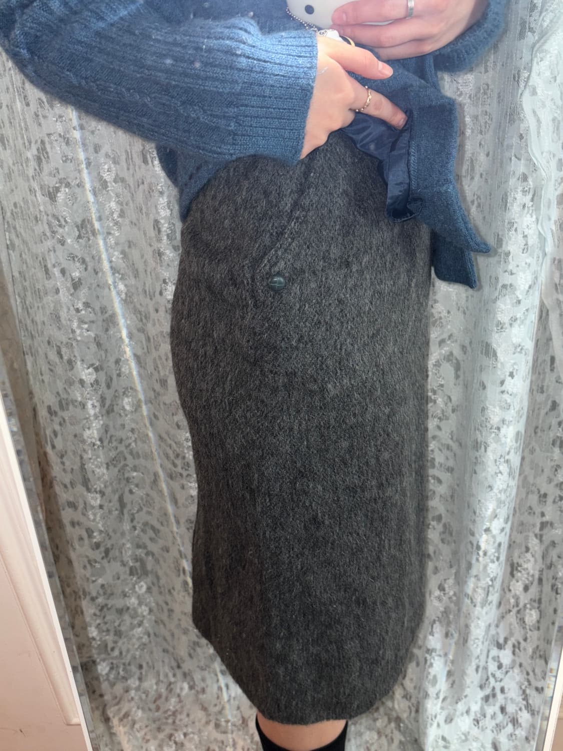 그레이 모헤어 스커트 상품이미지5