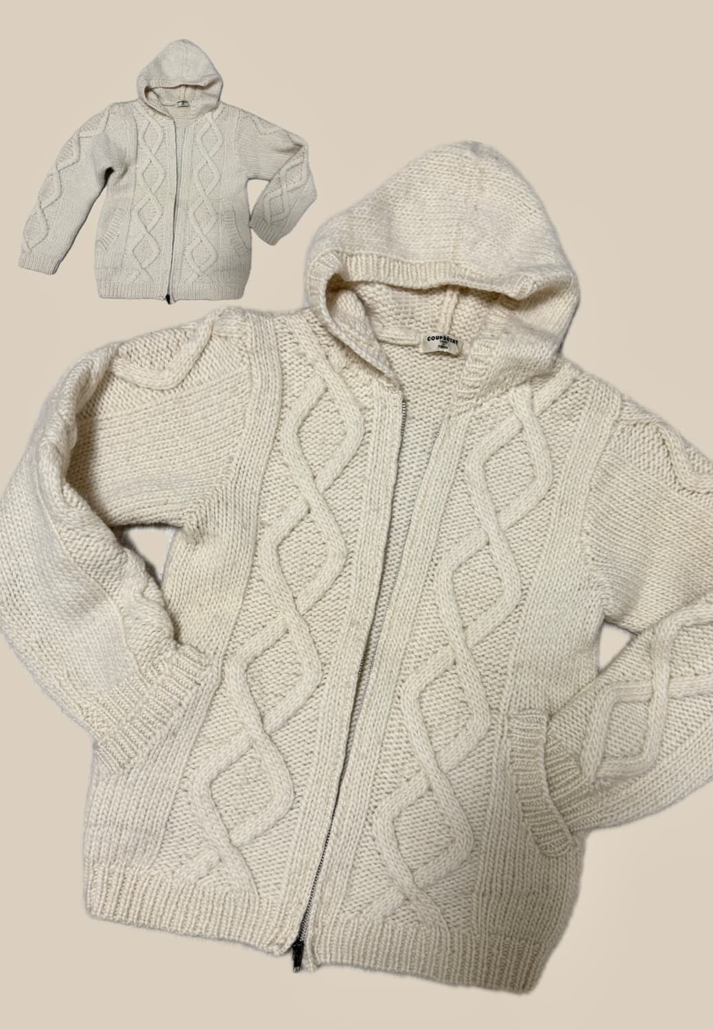 아이보리 후드 니트 집업 상품이미지2