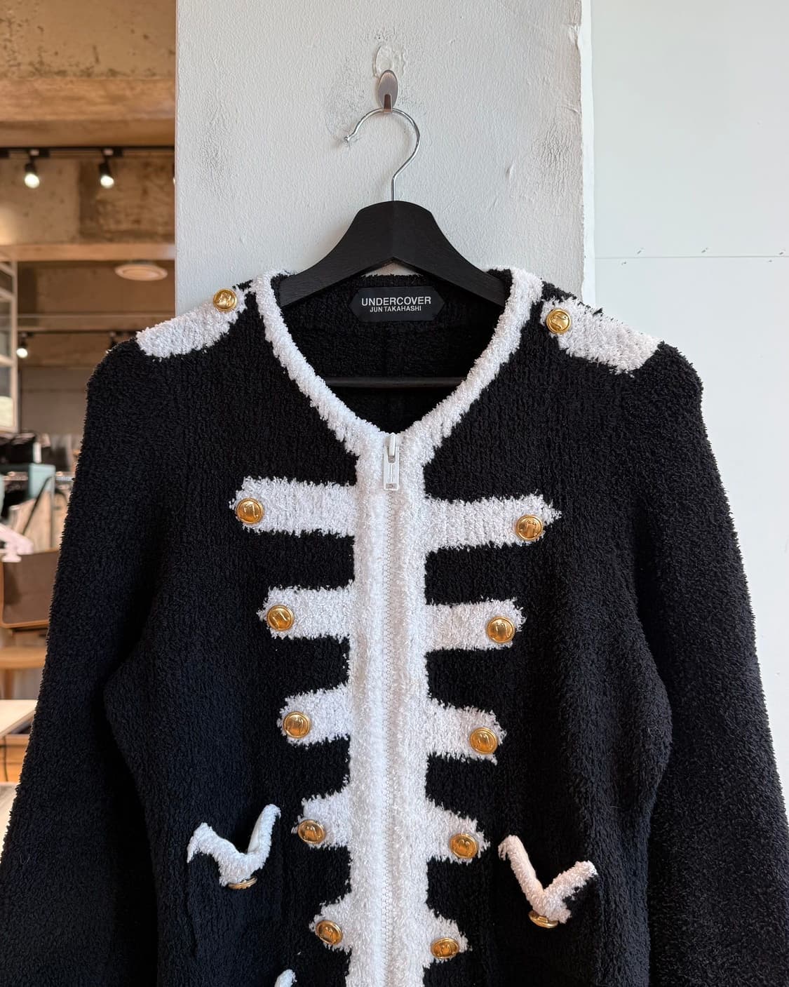 언더커버 준 타카하시 블랙 나폴레옹 플리스 트위드 자켓  상품이미지3