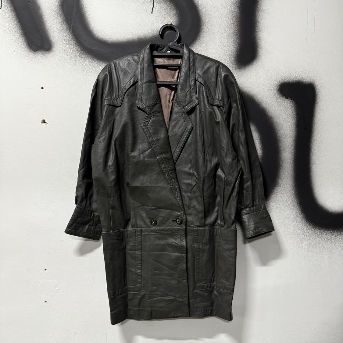 VTG 빈티지 리얼 쉽스킨 100% 양가죽 더블 롱 코트 상품이미지1