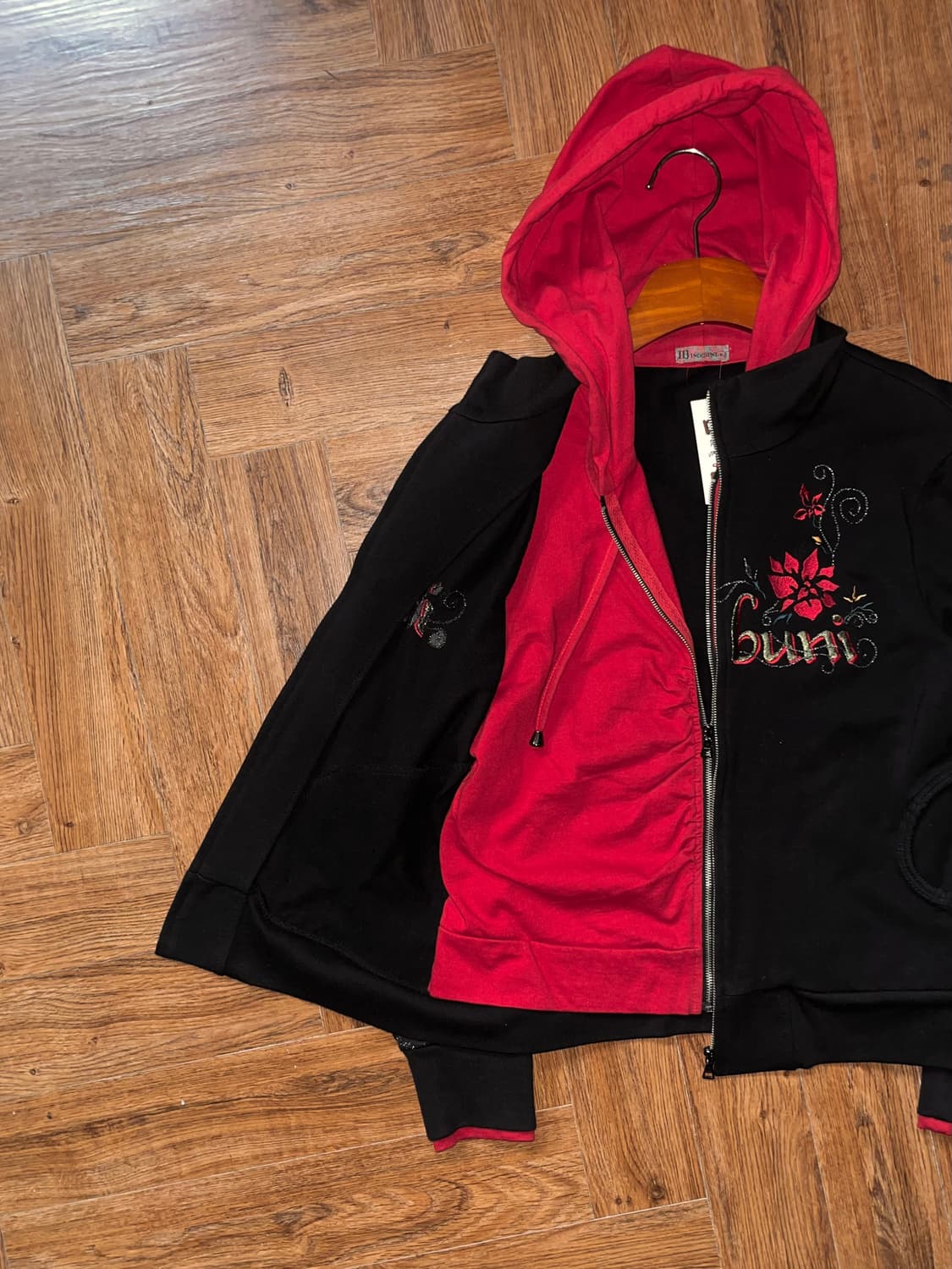 INDIBUNI 빈티지 레이어드 자수 후드집업 상품이미지3