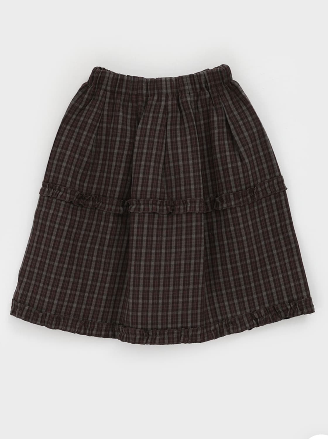블랙업 루랑 체크 캉캉 미디스커트 브라운 상품이미지1