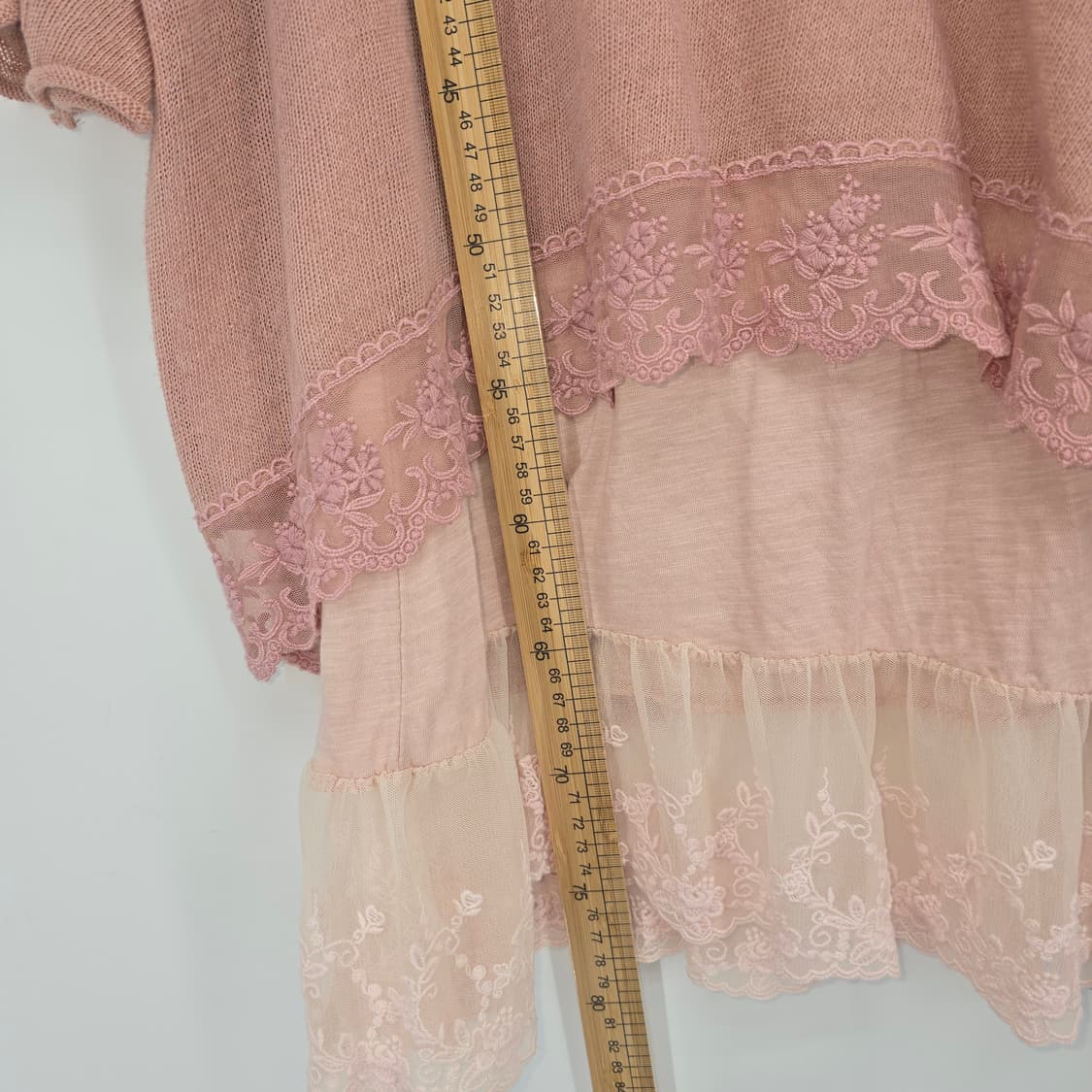 레이스 핑크 상의/원피스 레이어드 코디 세트   상품이미지9