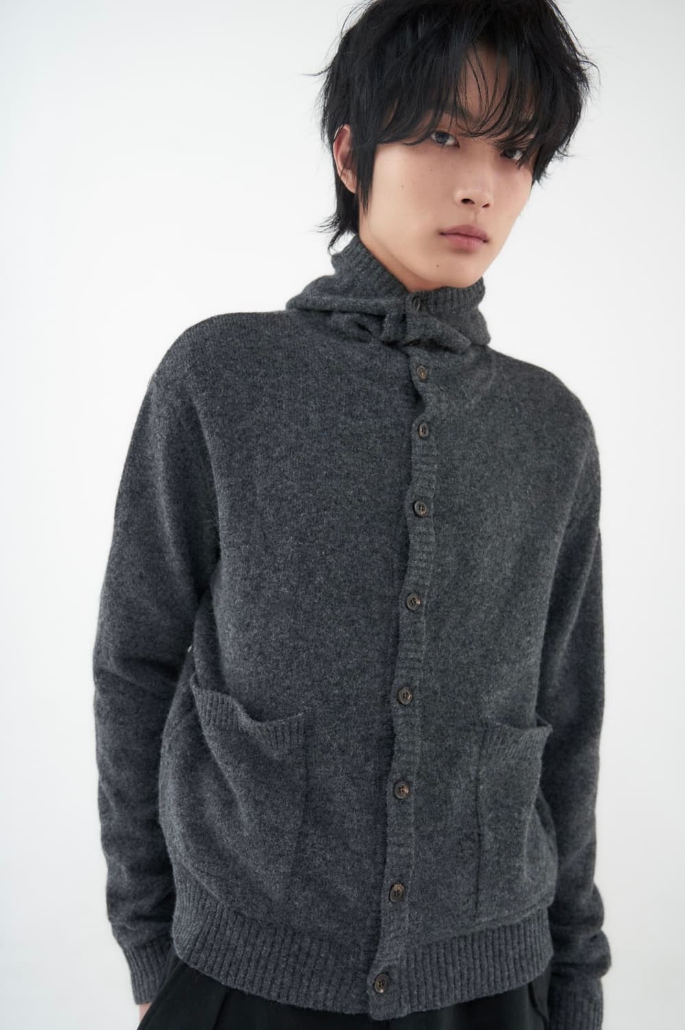 Lundy 런디 mellow hood knit cardigan 차콜 m 상품이미지3