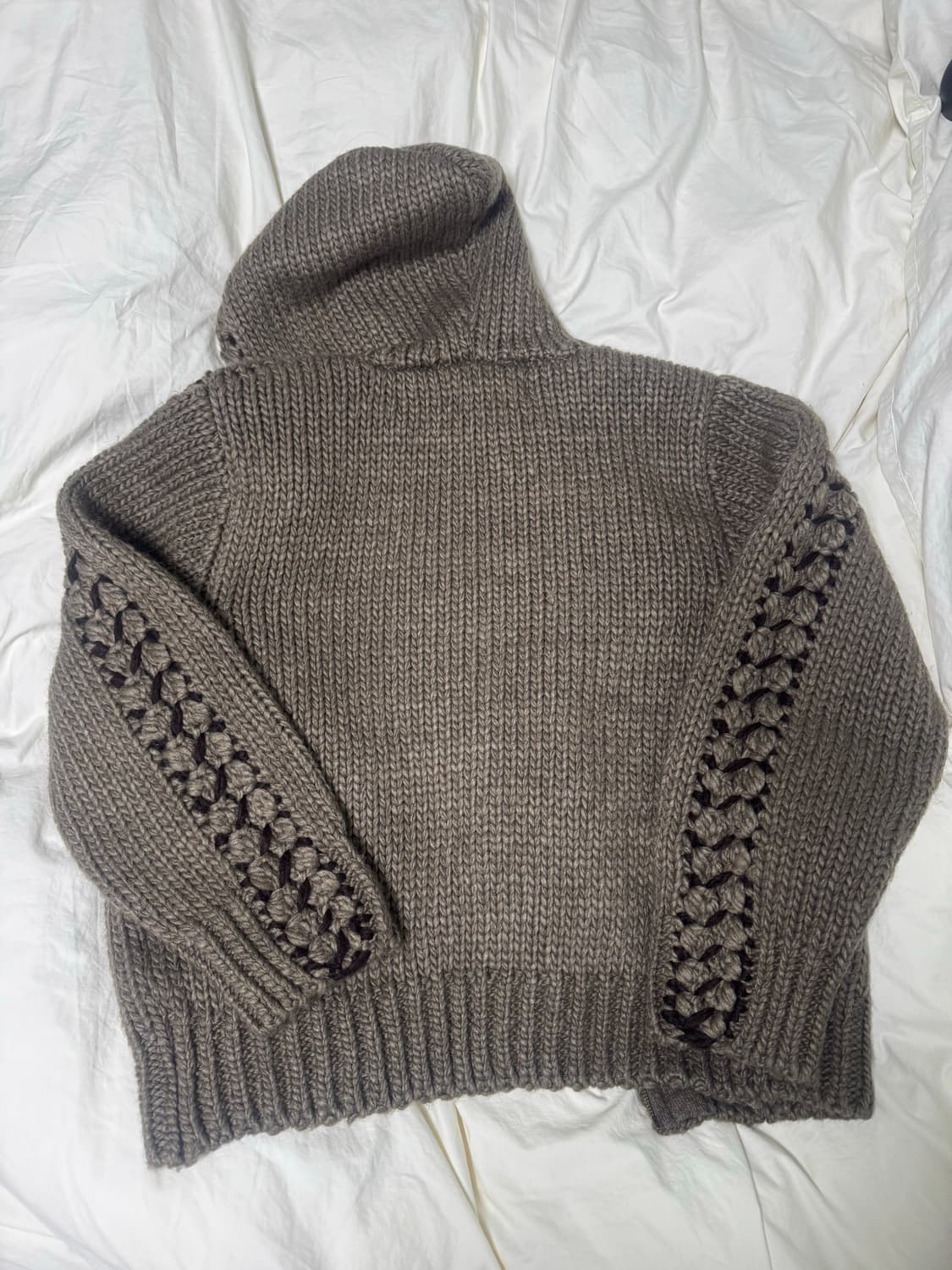 오픈와이와이 니트 후드집업 브라운 상품이미지3