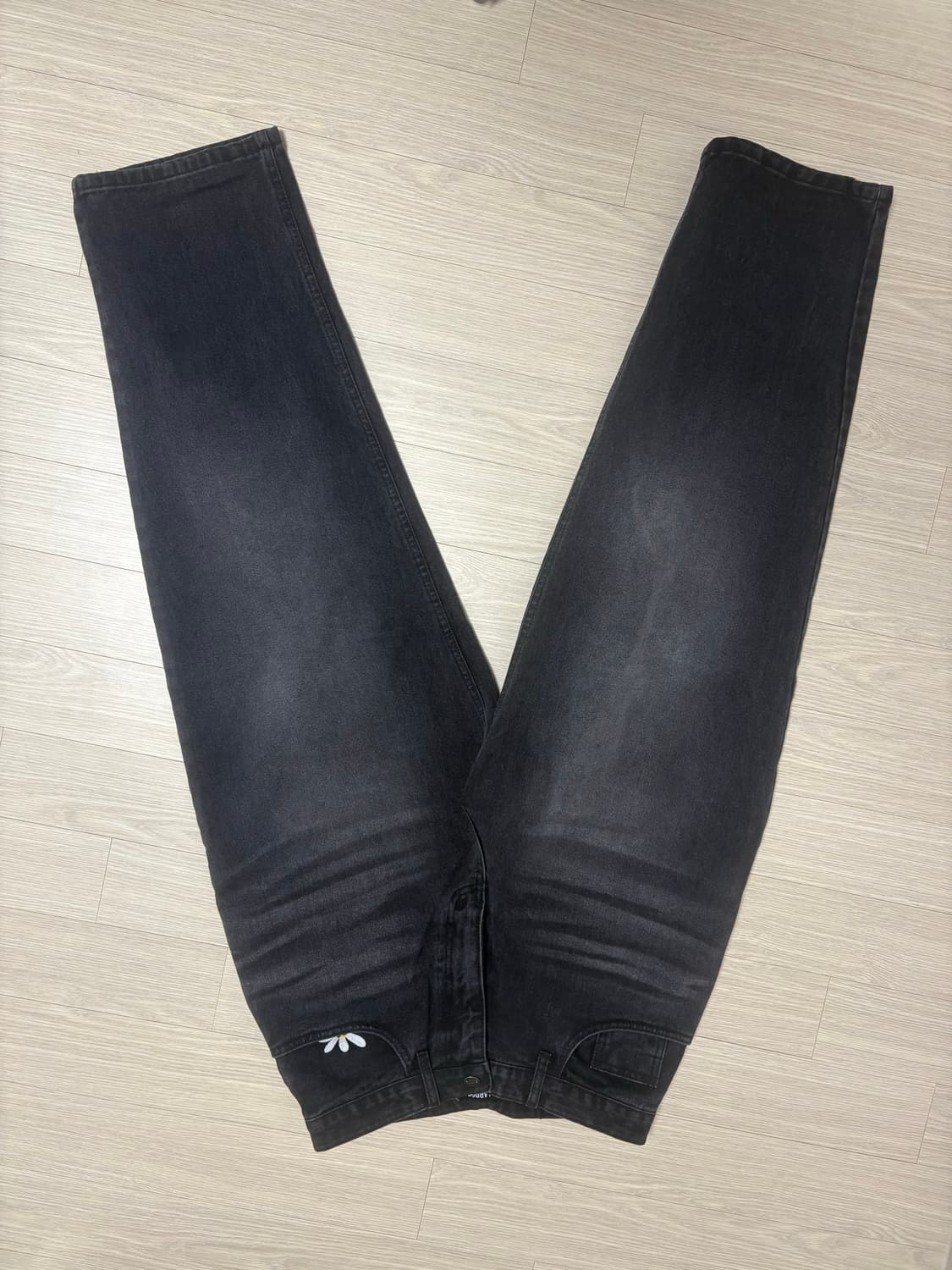 Smart Daisy Cat Brush Baggy Jeans (Black 상품이미지5