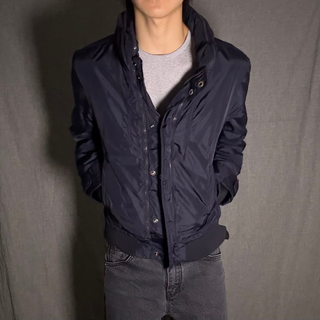 y2k 지퍼 디테일 자켓 네이비 상품이미지4