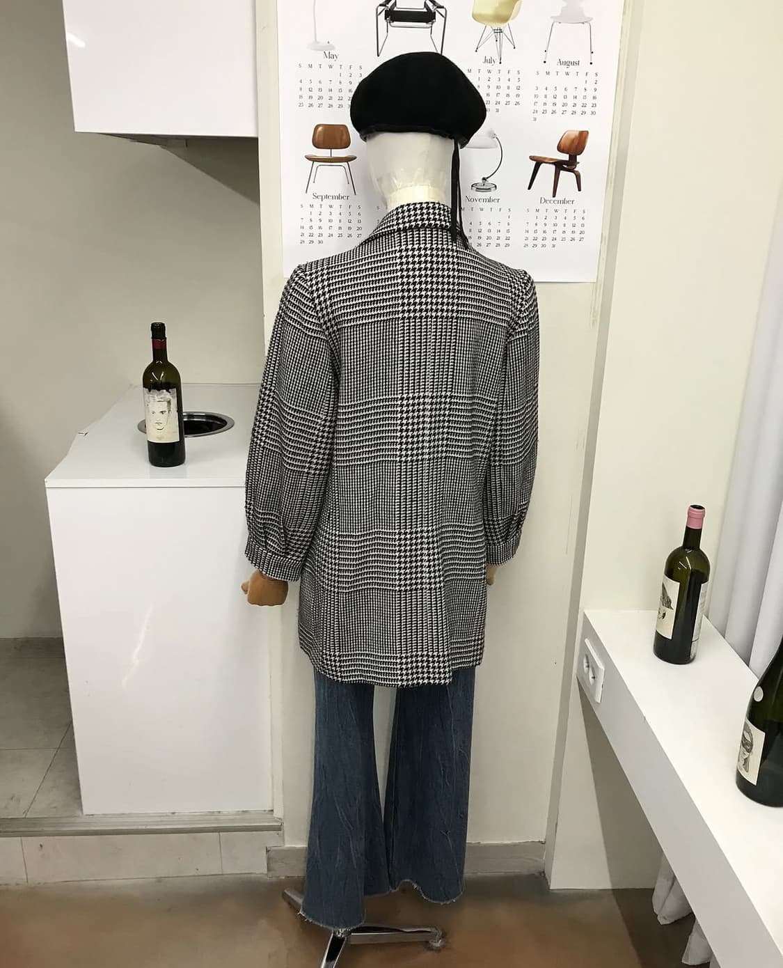 입생로랑 울 하운드체크 하프 코트 상품이미지10