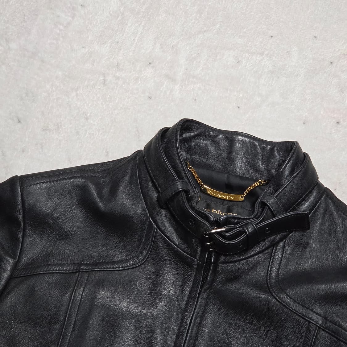 리얼레더 넥버클 블랙 양가죽 자켓 상품이미지2