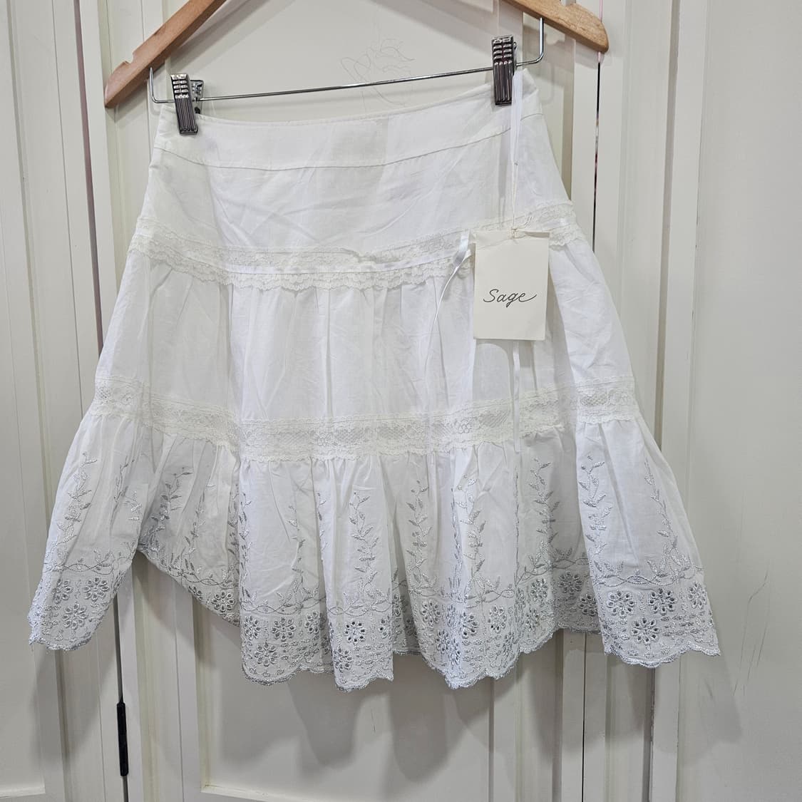 화이트 코튼 자수 레이스 스커트 상품이미지5