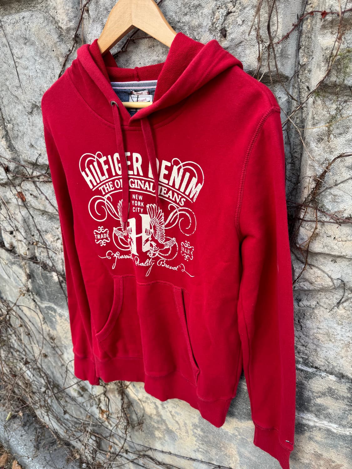 타미힐피거 데님 빈티지 프린팅 후드티 레드 후디 s 상품이미지3