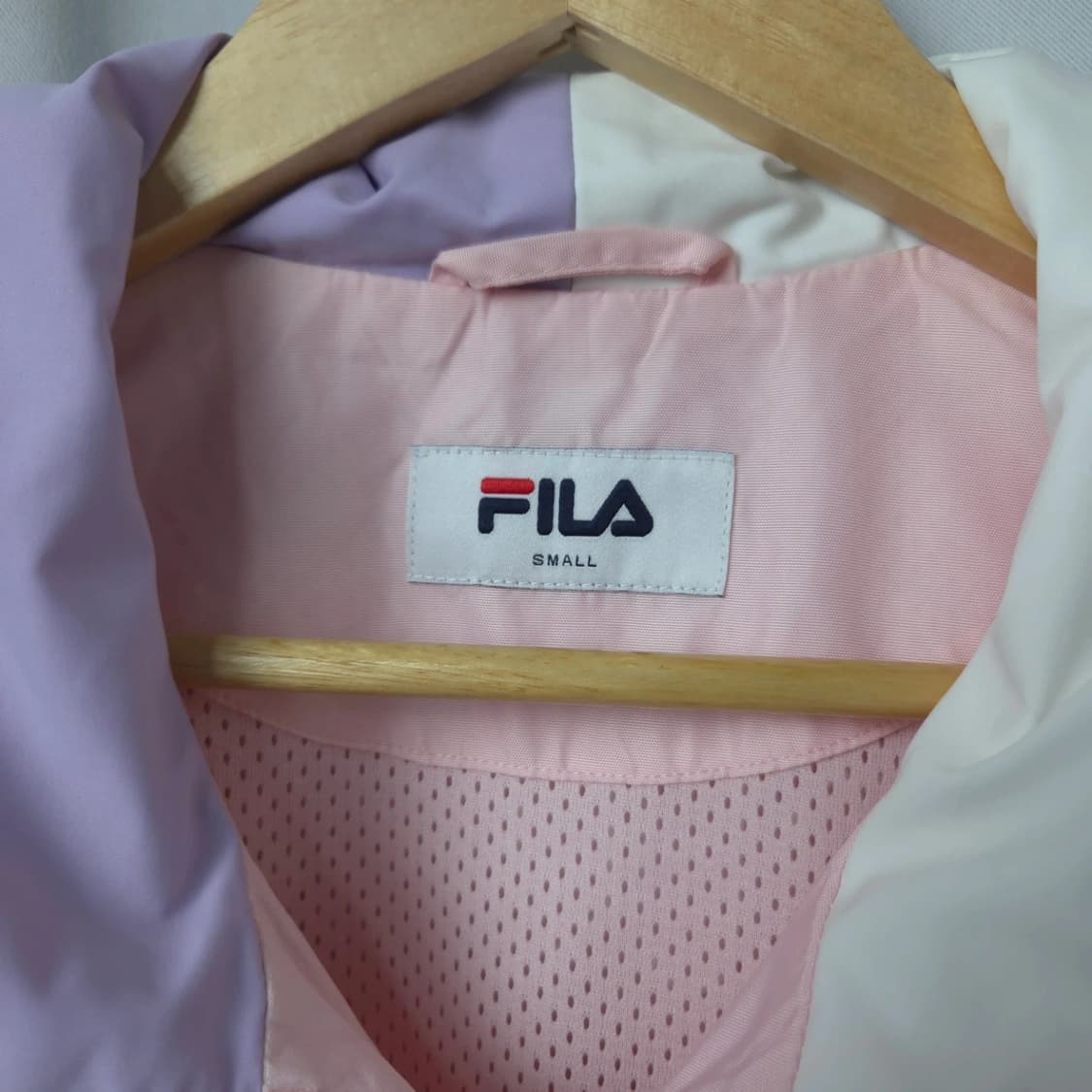 여S 휠라 헤리티지 배색 보라 핑크 바람막이 자켓 집업 상품이미지4