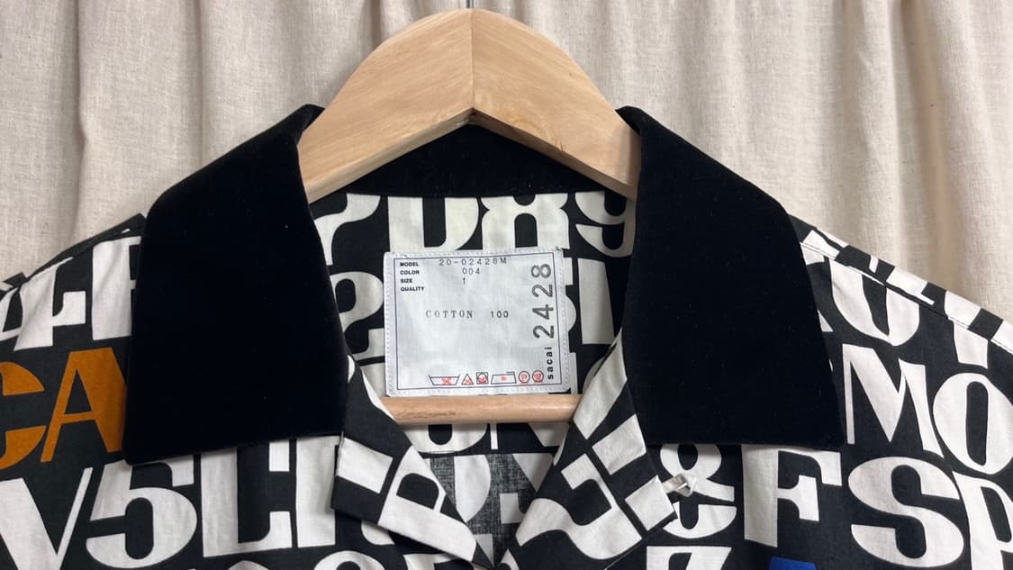SACAI 사카이 그래픽 벨벳 카라 오픈카라셔츠 1 상품이미지2
