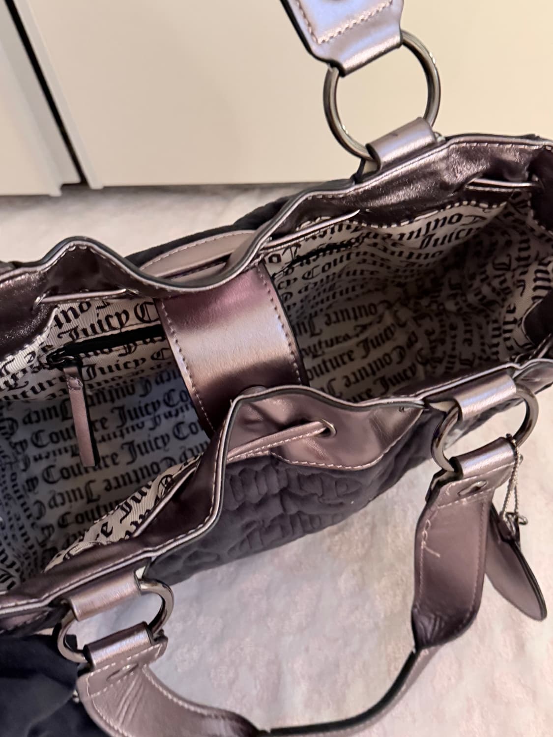 쥬시꾸뛰르 패턴 데이드리머 블랙 빈티지 숄더백  상품이미지4