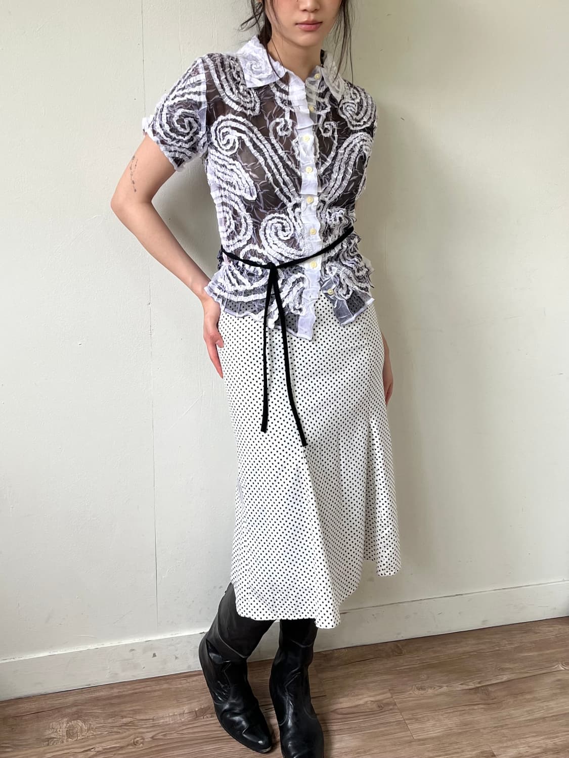 Japan vtg 시스루 셔츠 상품이미지4