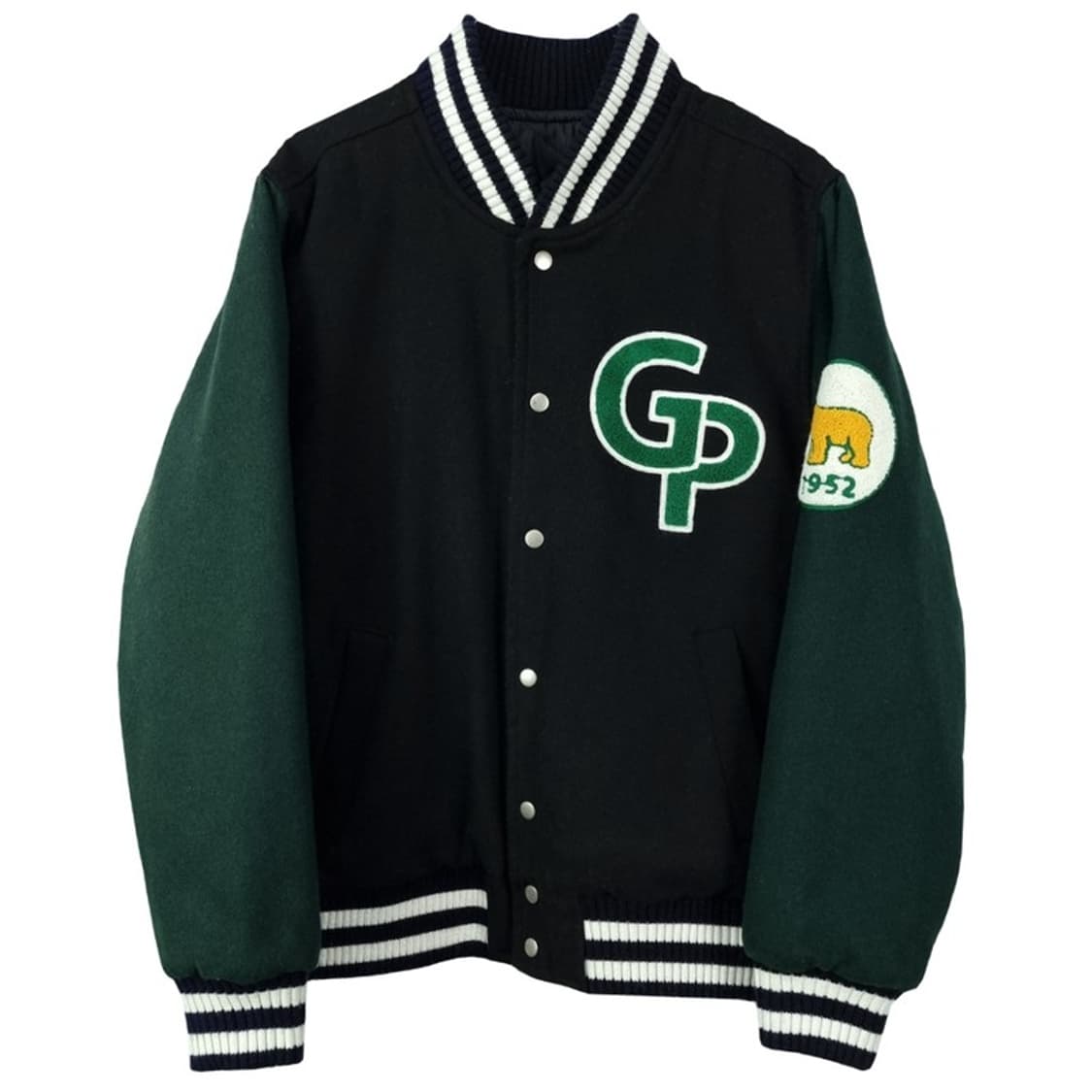 [포엑스알 X 곰표] 로고 자수 패치 바시티자켓 블랙 M18263 상품이미지2