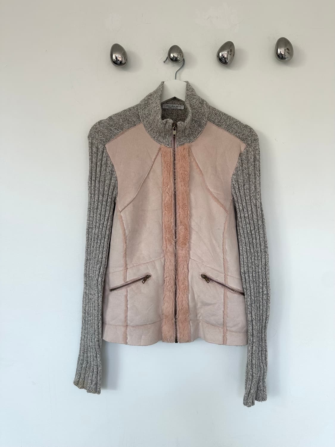 ma.ka.oi ITALY 베이비핑크 퍼 니트 집업 상품이미지1