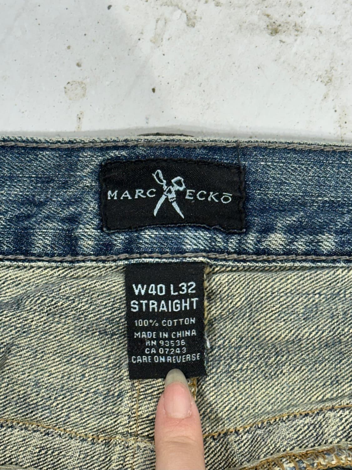 90s Mark ecko 중청 와이드 데미지 워싱 데님 팬츠 청바지 상품이미지7