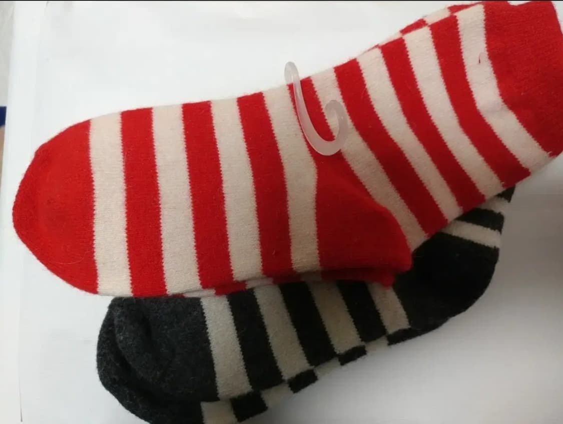 줄무늬 앙고라 털양말 여성용 크리스마스 트리장식 양말 상품이미지1