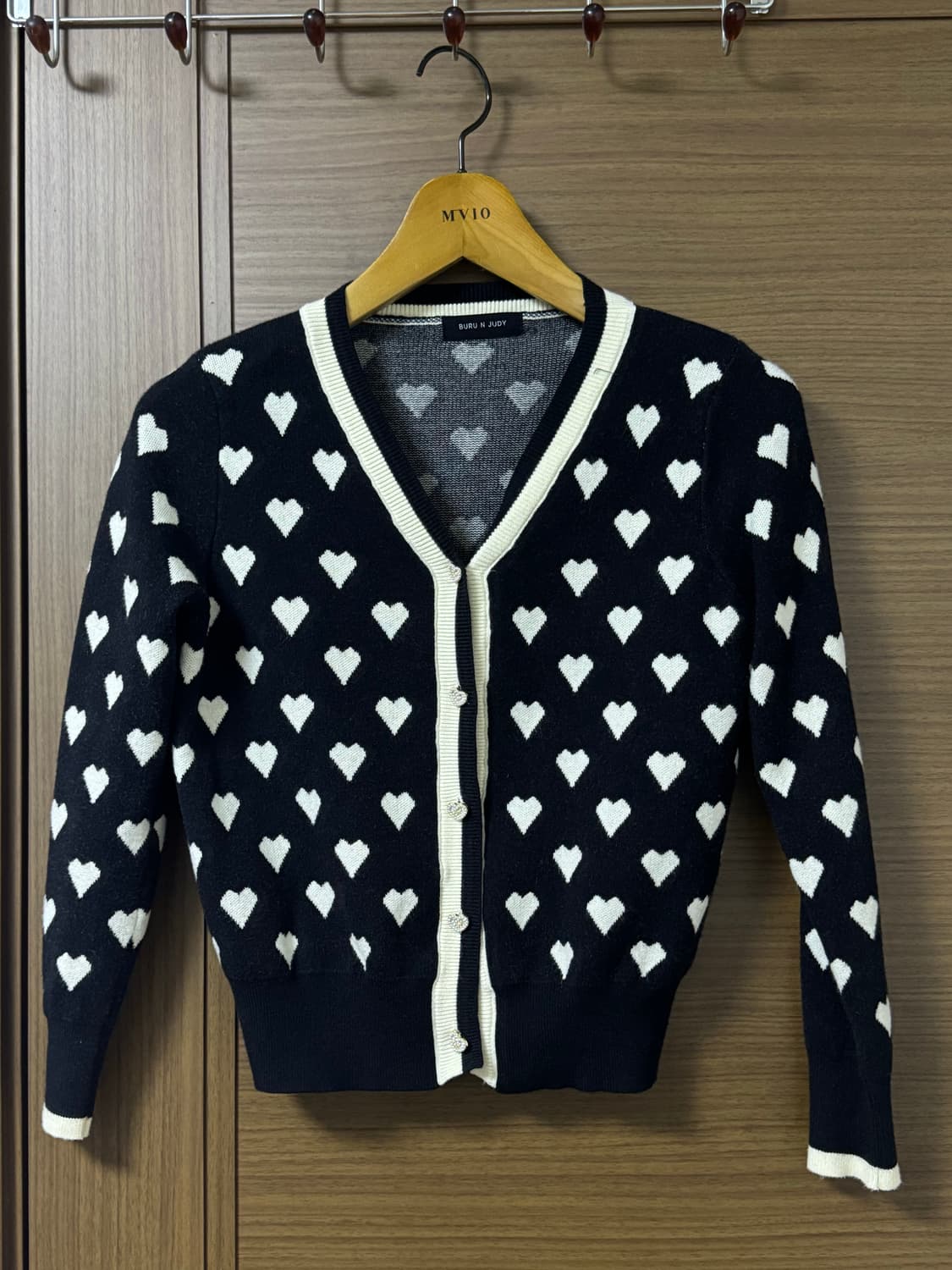 하트 블랙 도트 가디건 heart cardigan 상품이미지1
