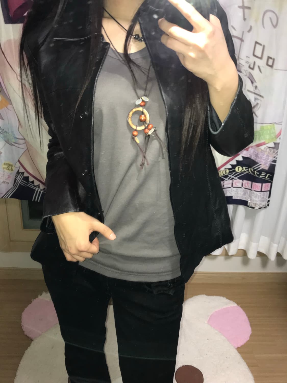 블랙 슬림핏 레더자켓 상품이미지2