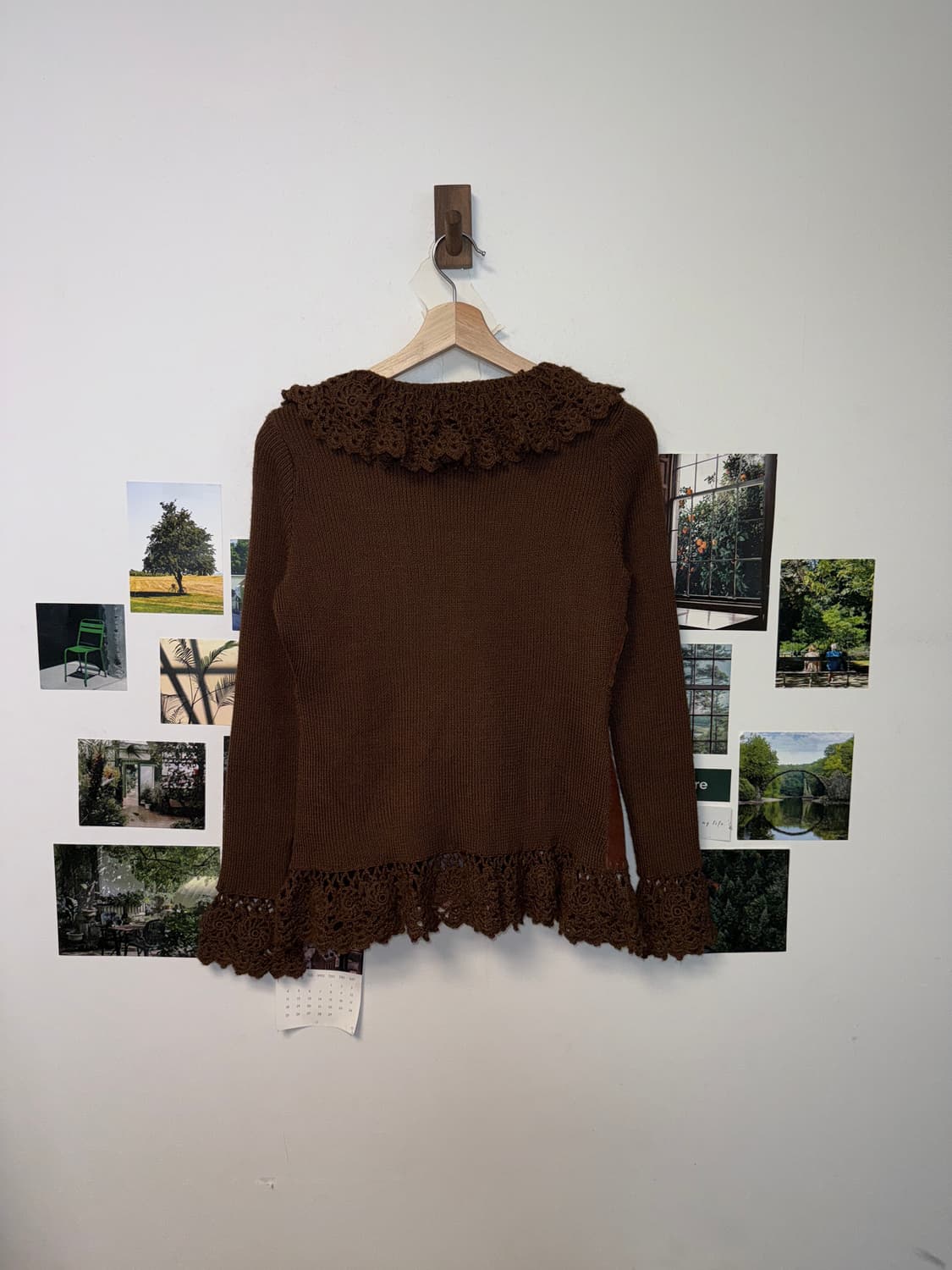 Dark brown velvet crochet bolero 가디건 상품이미지3
