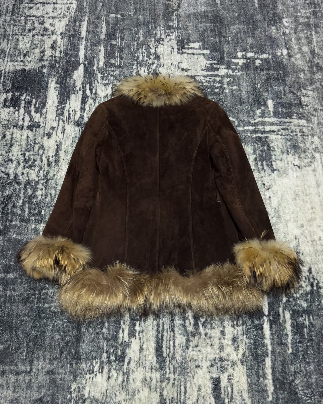 {Marie Claire} Suede Fox Fur Trim Jacket 상품이미지4