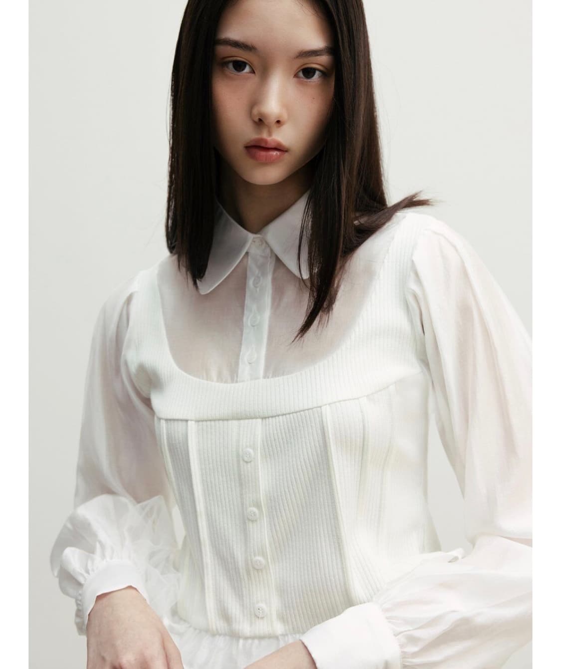 더티스 핀턱 뷔스티에 셔츠&러브레터 스커트(택o) M 셋업 상품이미지7