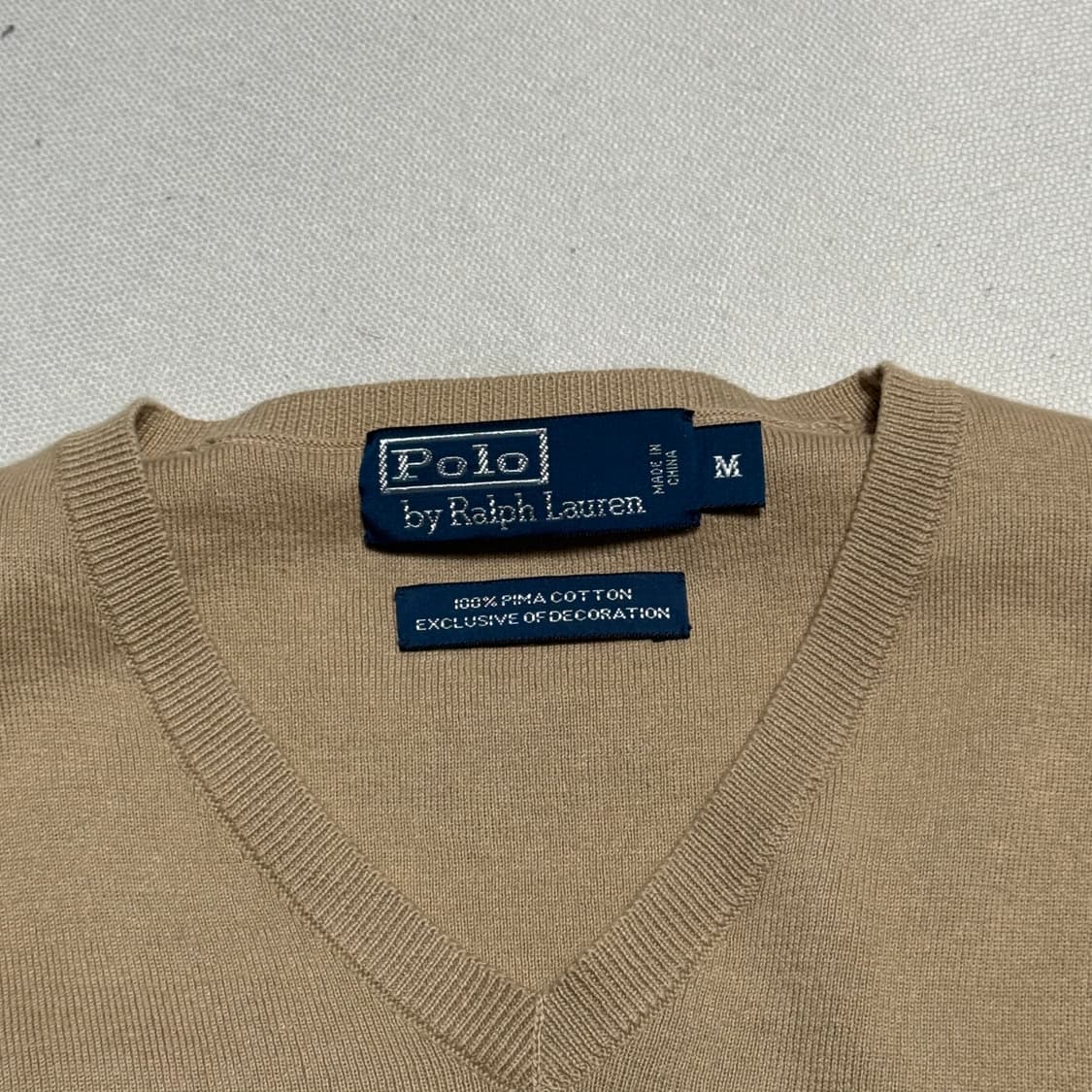 Polo Ralph Lauren 피마코튼 베이지 브이넥 니트 상품이미지3