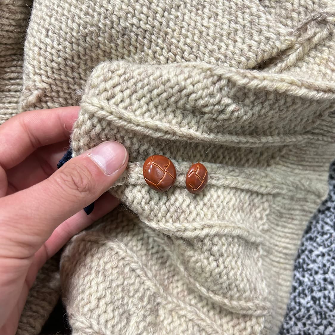 폴로 숄카라 헤비 울 니트 케이블 가디건 상품이미지7