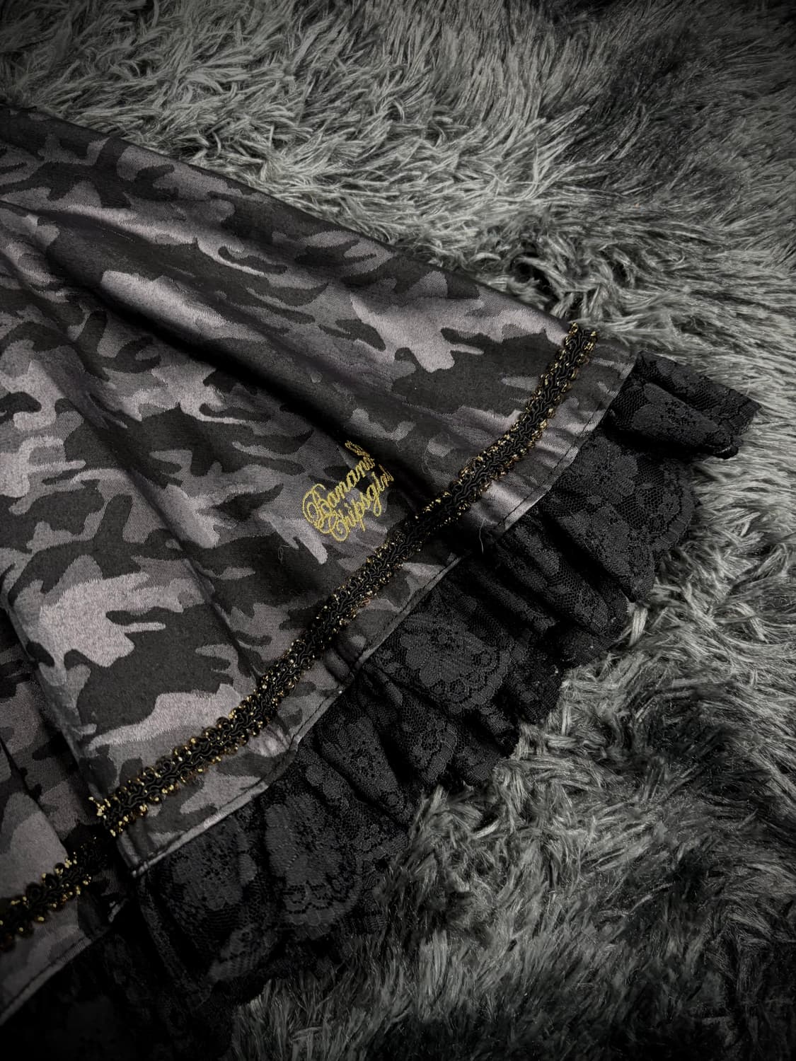 밀리터리 플리츠 레이스 레이어드 스커트 상품이미지5