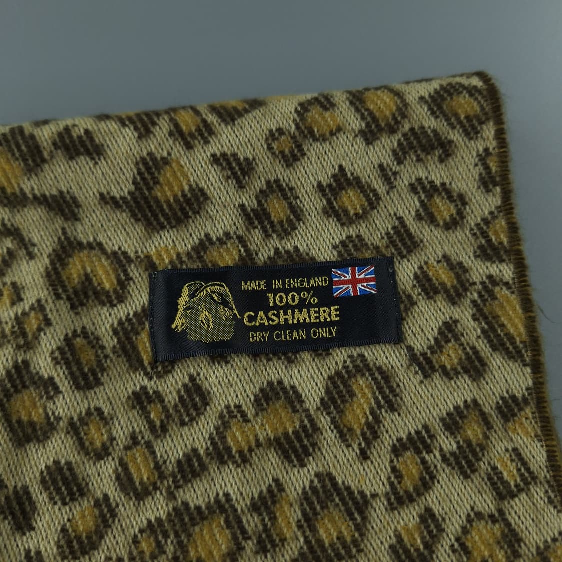 빈티지 베이지 카키 리버시블 레오파드 호피 캐시미어100 머플러 목도리 상품이미지4