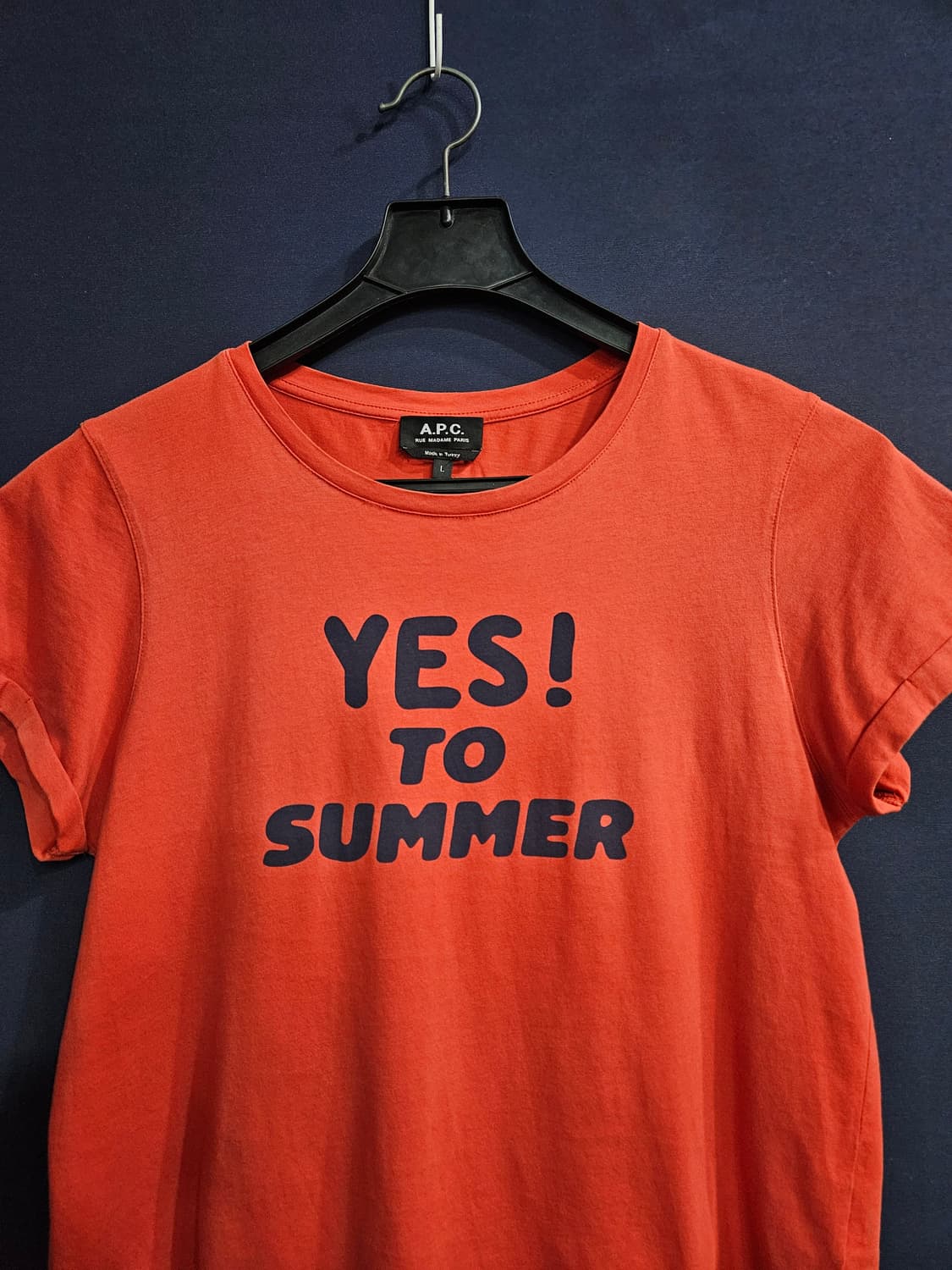 A.P.C 아페쎄 프린팅 다크레드 남성 슬림핏 100 크롭 반팔티  상품이미지6