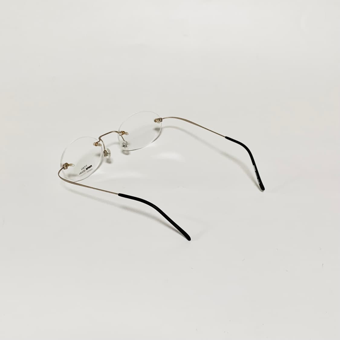 990 무테 원형 안경테 티타늄 무광 골드 라운드 빈티지 데드스탁 Y2K 상품이미지5