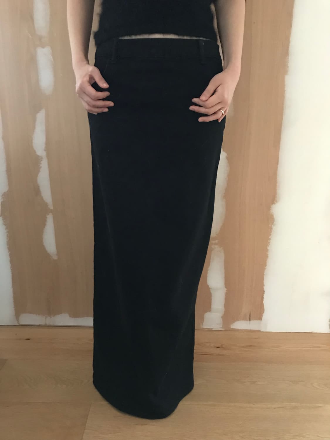 vintage black denim long skirt (29inch) 상품이미지2