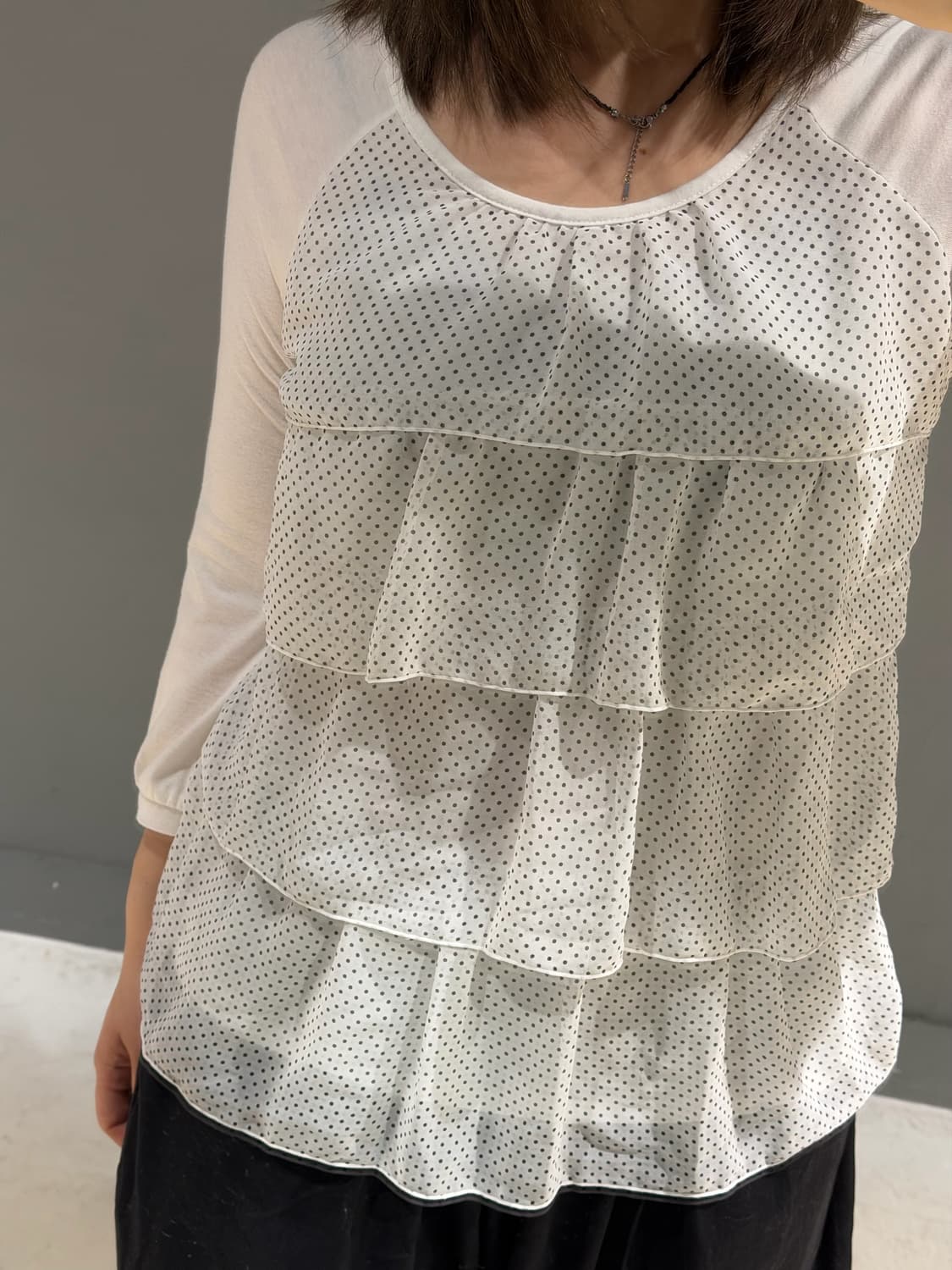 dot pattern can-can detail top 상품이미지4