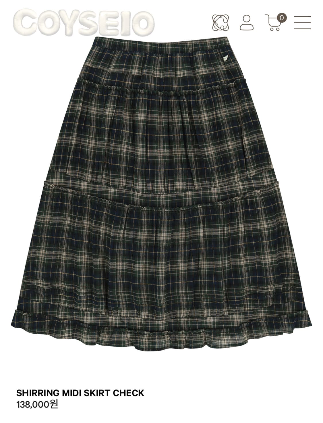 코이세이오 체크스커트 SHIRRING MIDI SKIRT CHECK 상품이미지1