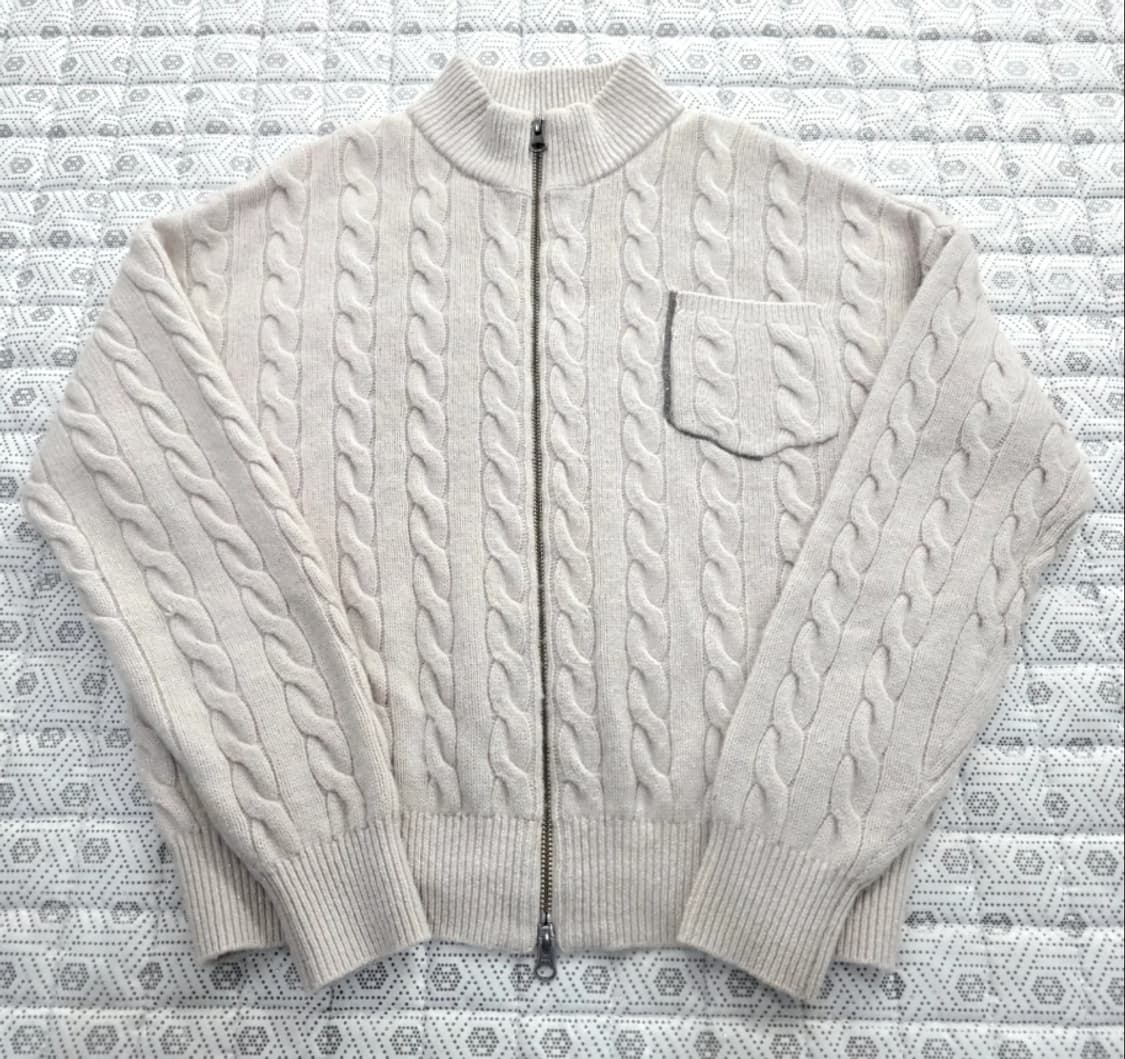 Brunello Cucinelli 캐시미어 꽈배기 집업 니트 95 상품이미지1