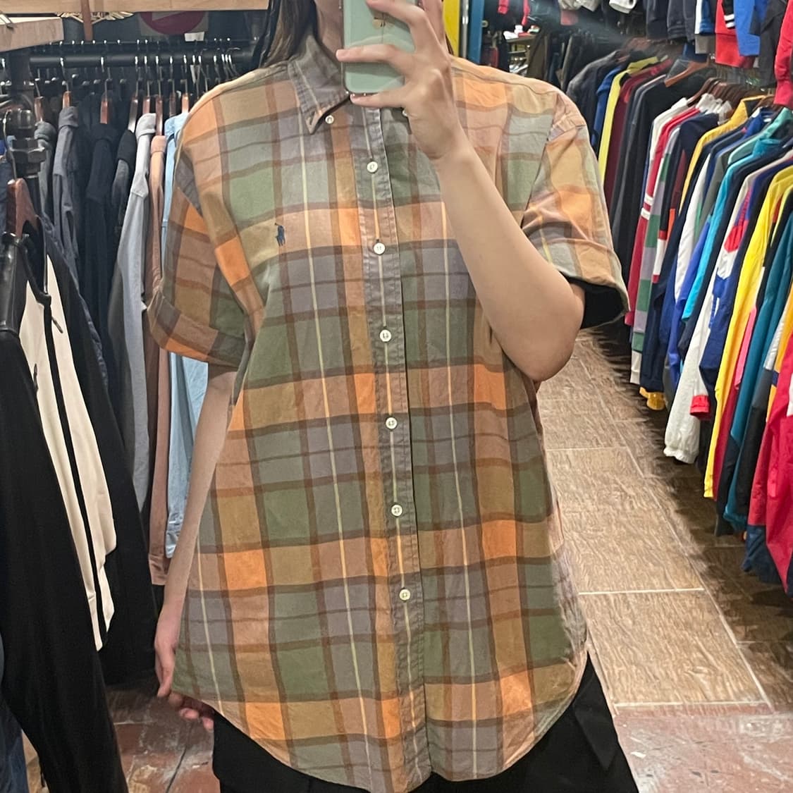 [HI] 폴로 반팔셔츠 오렌지 체크 상품이미지2