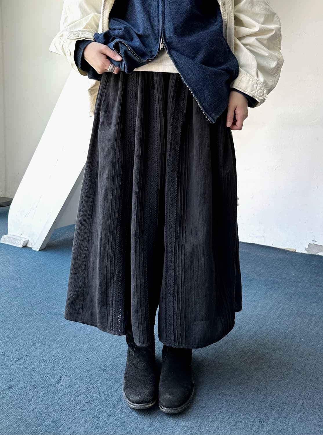 Natural cotton 3/4 panel gaucho pants 상품이미지10