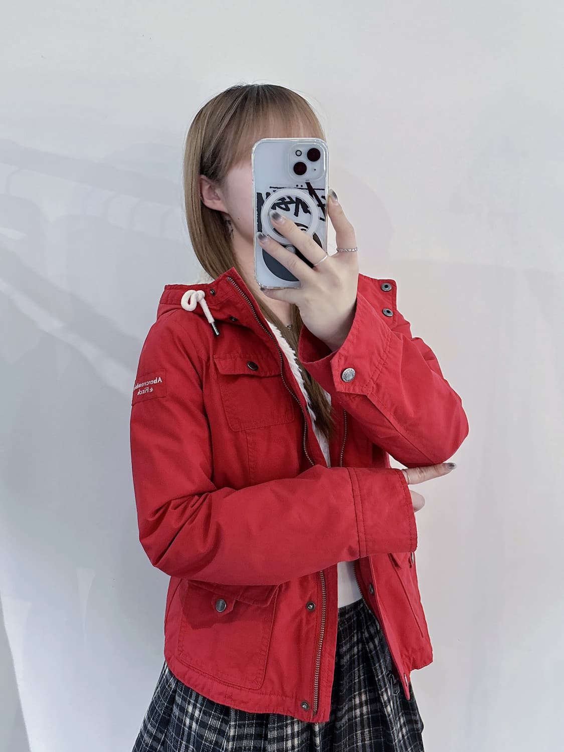 아베크롬비 레드 양털 후드 자켓 상품이미지3